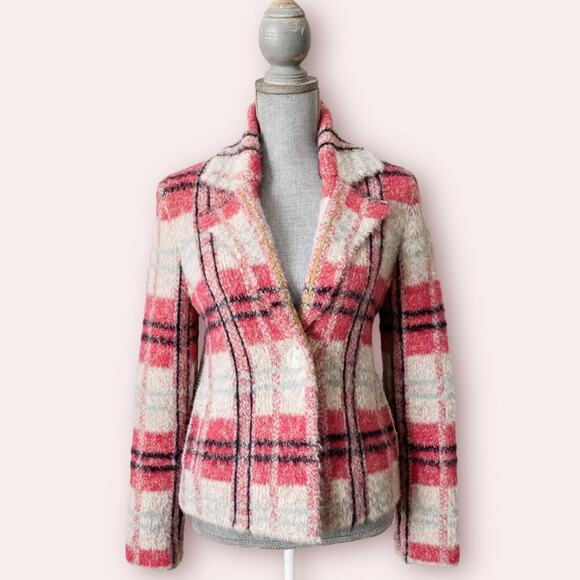 ANTHROPOLOGIE Maeve Aurelia Cozy Plaid Sweater Jacket Supper Soft - Picture 3 of 14